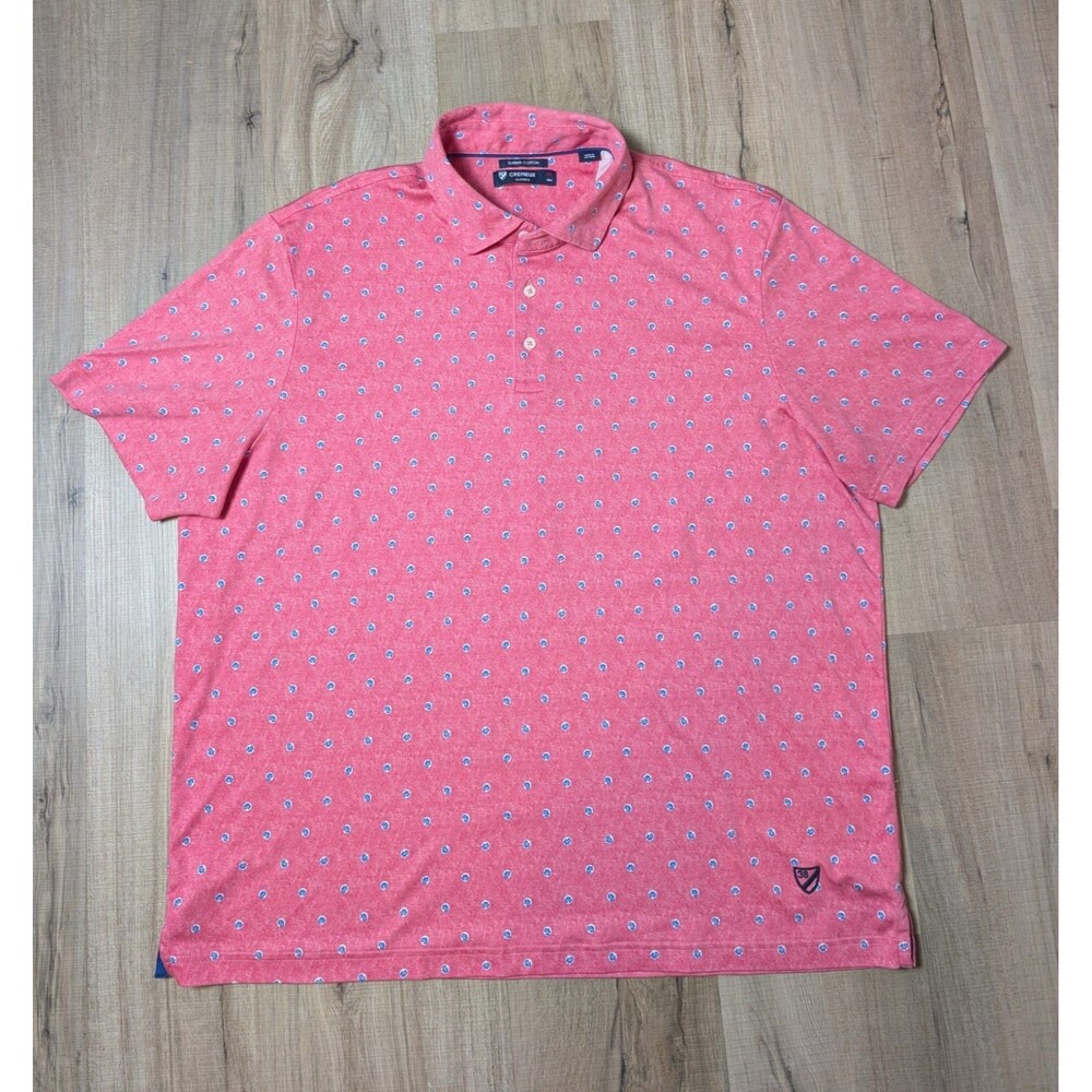 Cremieux Size XXL Polo Shirt Supima Cotton Pink Fiesta Dots Casual Golf Preppy - Picture 2 of 8